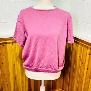 Kate Hill Size 1X Wool Short Sleeve Sweater